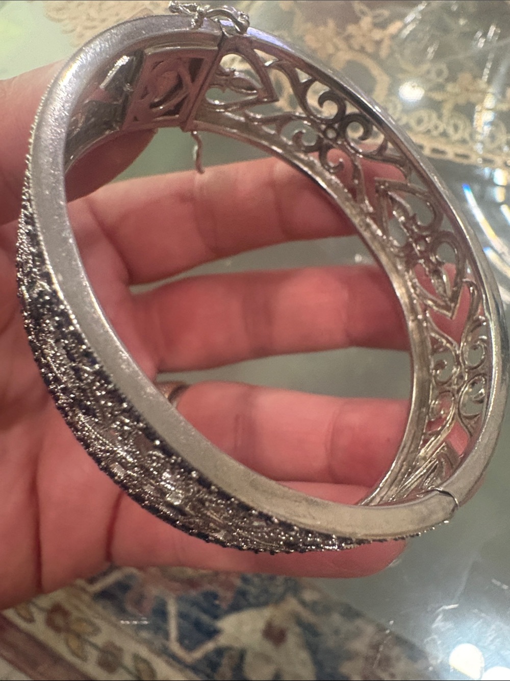 Sapphire Diamond  Bangle Sterling Silver new - Picture 8 of 14